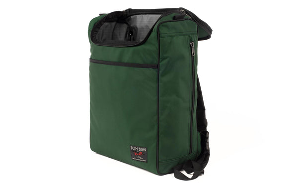 The Cambiata in Wilderness (forest green) Ballistic with Mountain Grey (grey with light grey grid) 210 Cerylon interior.